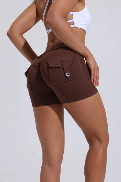 QINACTIVE Women’s Yoga Shorts — High Waist Scrunched Butt Pocket Push-Up Gym Leggings & Sexy Booty Fitness Tights