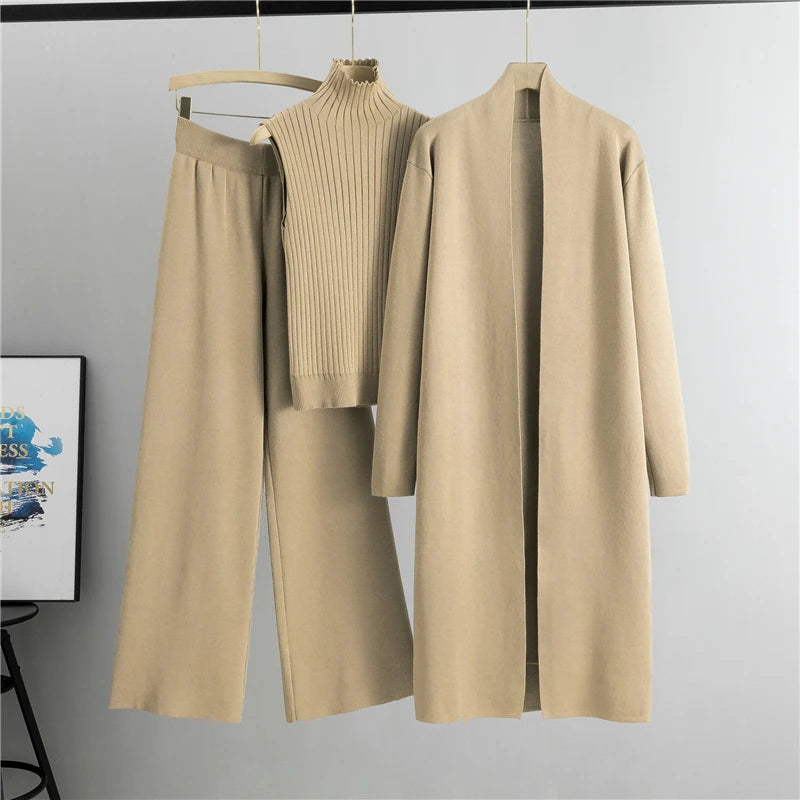 Women’s 3-Piece Tracksuit Set – Solid Tank Top, Pants & Coat, Fashionable Casual Outfit for Women