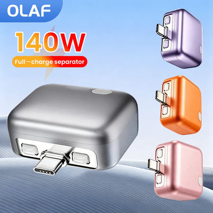 140W Smart Fast Charging Adapter - Auto-Disconnect USB-C Charger with Intelligent Charging Protection for Type-C Devices