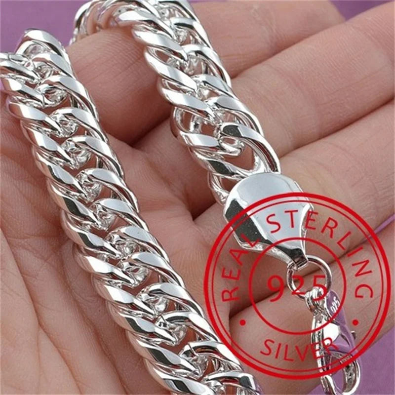 Hot Sale 925 Sterling Silver Solid Chain Bracelet — Charm Fashion Jewelry for Women & Men, Party, Wedding Gift