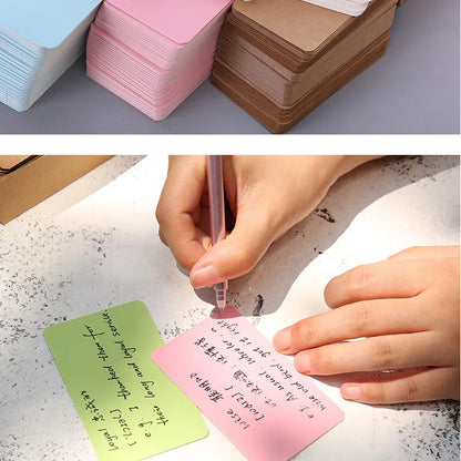 50pcs Kraft Paper Cards – Blank Business, Thank You, Message, Writing, Label, Bookmark & Learning Cards Box