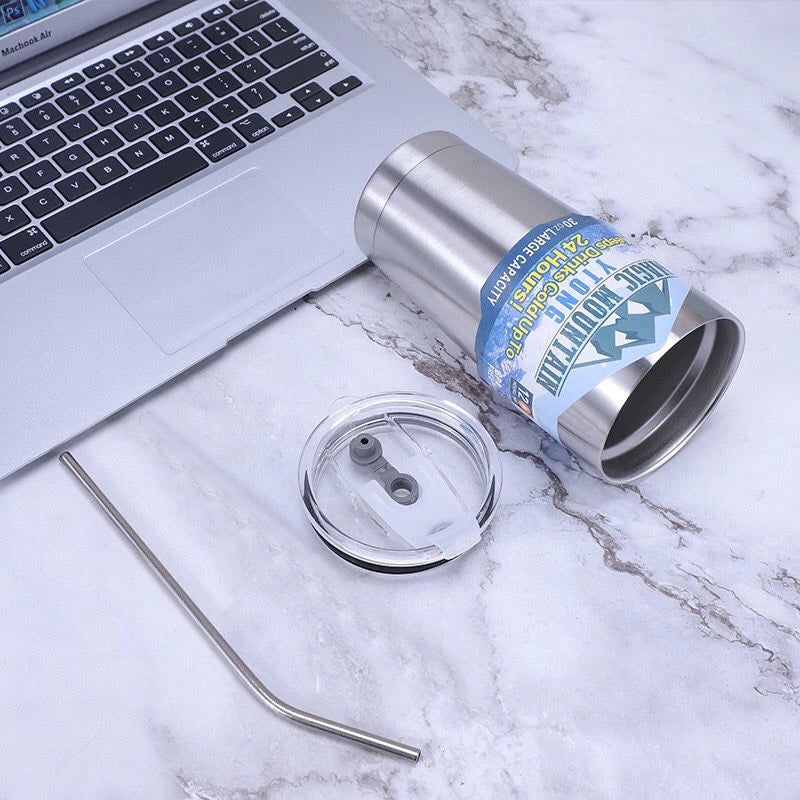 Magic Stainless Steel Thermos Cup with Straw – Vacuum Insulated Ice Coffee Travel Bottle for Car, Outdoor & Mountain Use