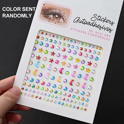 5D Face Diamond Gem Stickers - Colorful Rhinestone Body Makeup Tattoo for Festival, Nail Art & DIY Bling Style