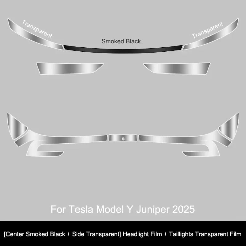 Tesla Model Y 2025 TPU Blackened Headlight & Taillight Protective Film – Juniper Color Changing Film