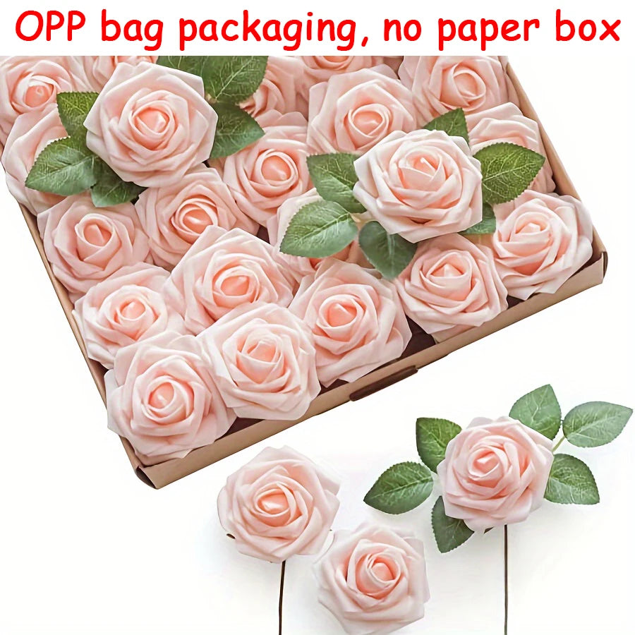 25pcs Artificial Roses with Stems – Fake Flowers for DIY Wedding Bouquets, Centerpieces & Home Party Decorations