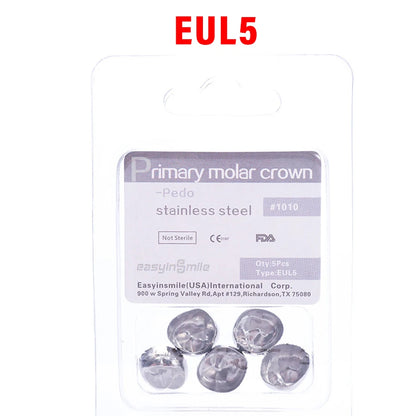 5PCS EASYINSMILE Kids Stainless Steel Dental Crowns – Primary Molar Teeth Refill D2-D7