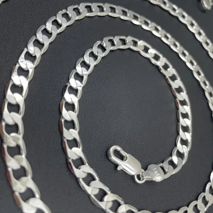 Men’s 925 Sterling Silver Face Chain Necklace — 2/4/6/8/10/12MM, 40–75cm with Lobster Clasp, Engagement Jewelry Gift for Men & Women