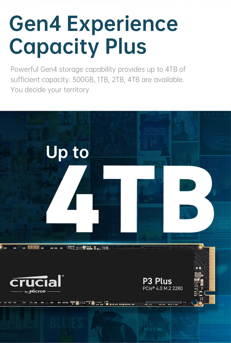 Crucial 5000MB/s NVMe M.2 2280 SSD – 4TB, 2TB, 1TB Internal Solid State Drive for PS5, Laptop, PC, PCIe 4.0x4
