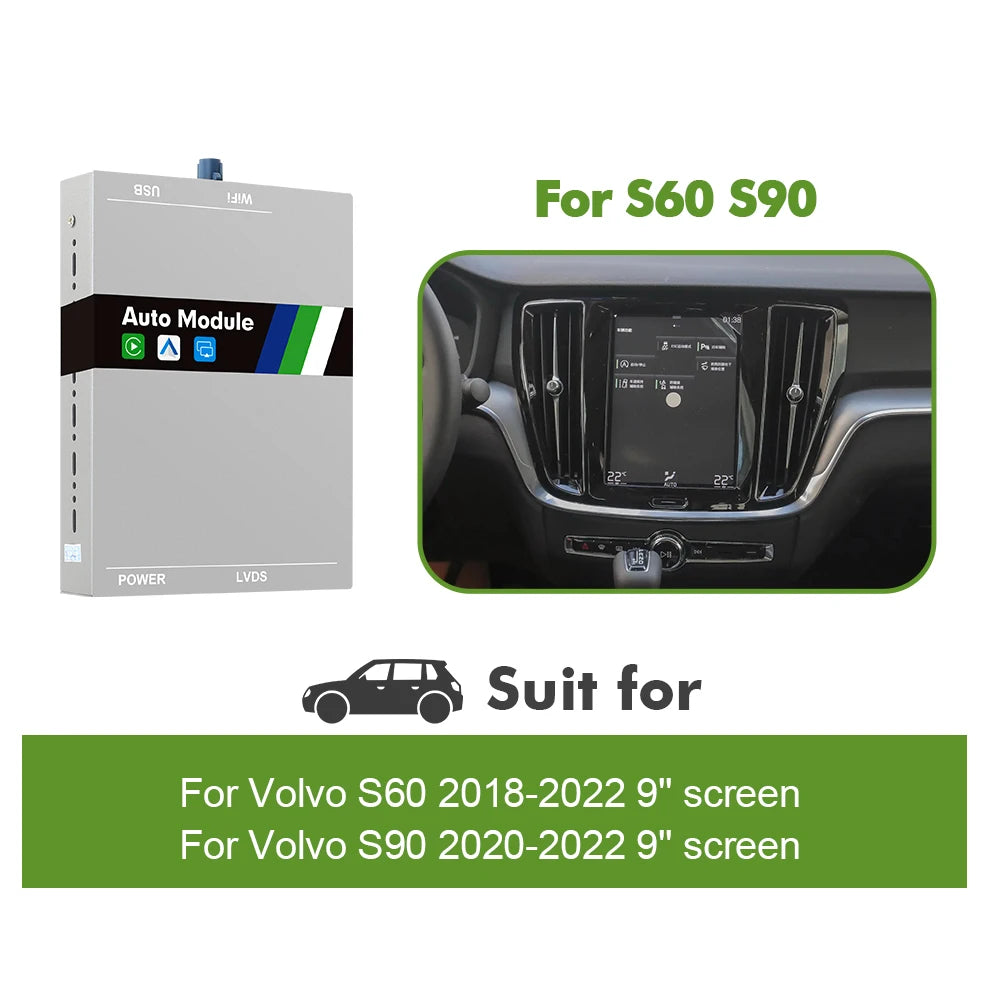 ISUDAR Wireless CarPlay Module for Volvo – AI Upgrade Adapter with Android Auto & Bluetooth (XC90/XC60/XC40/S90/S60/V90/V60)