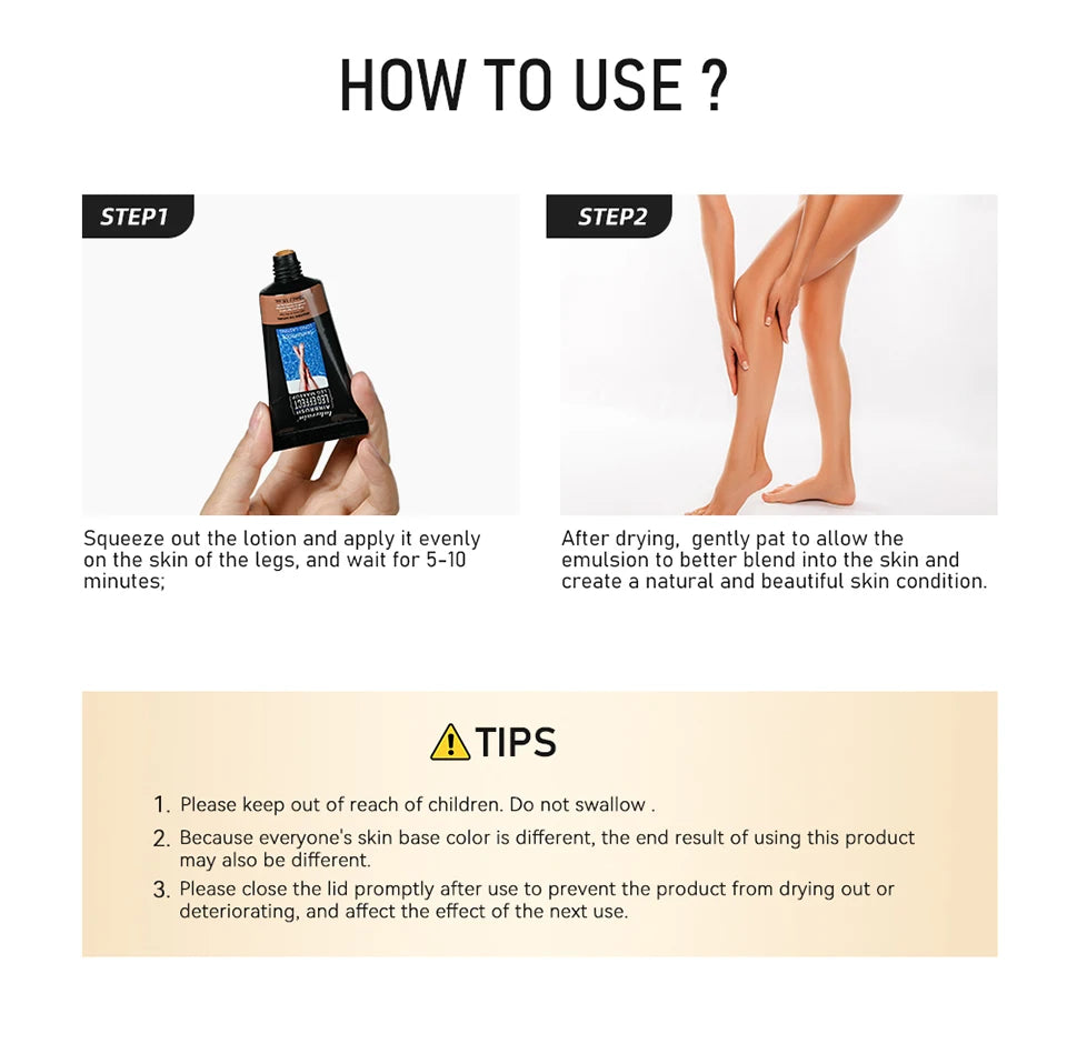 30g Moisturizing Leg & Body Foundation — Liquid Fake Tan Cream for Even Skin Tone and Skin Care