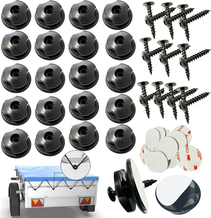 Car Trunk Hooks Organizer | Rear Cargo Mounting Luggage Net Fastener with Screw & Adhesive Tape Kit
