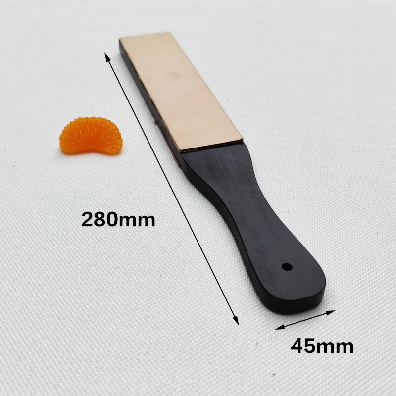 Handmade Wooden Handle Leather Sharpening Strop – Double-Sided Razor Knife Polishing & Home Sharpening Tool