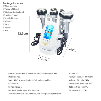 4-in-1 40K Cavitation Body Slimming Machine – Skin Tightening, Face Lifting & Vacuum Massager (Overseas Warehouse)