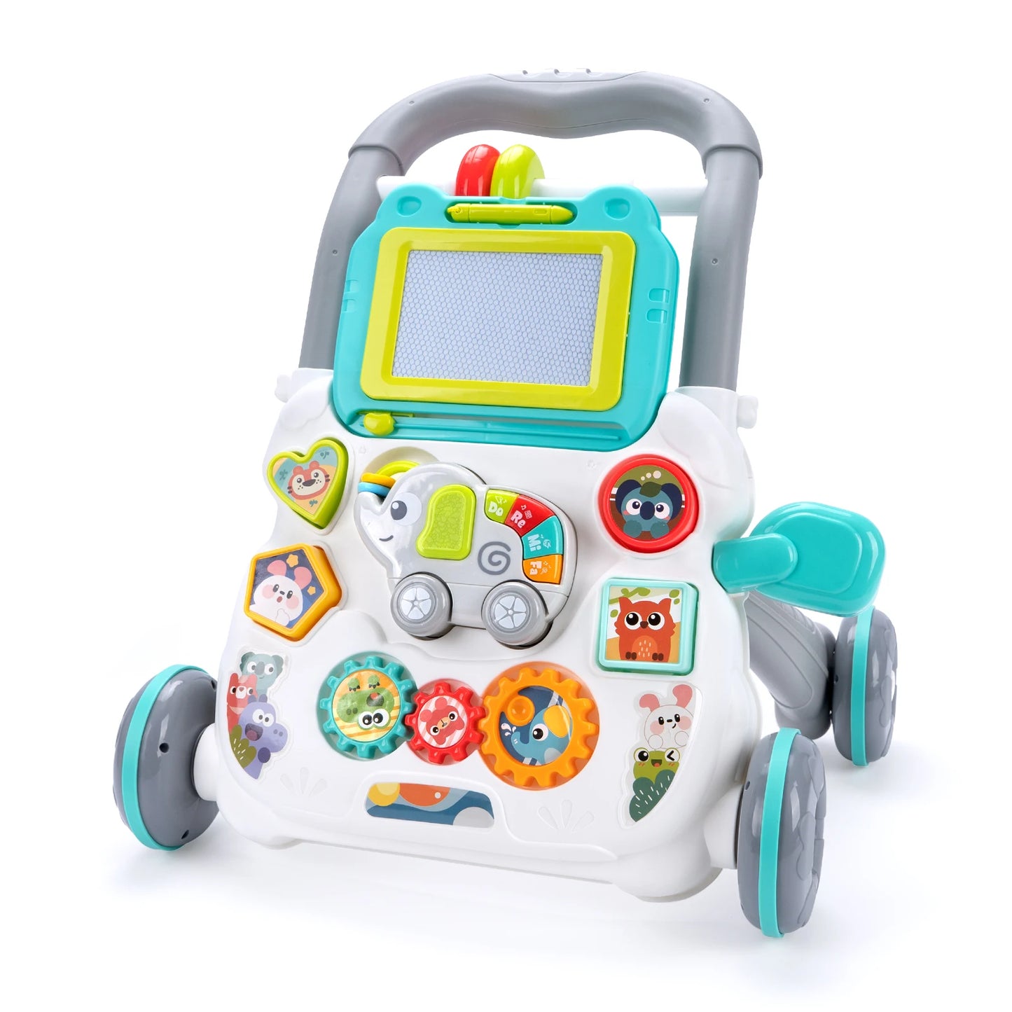Baby Push Walker Toy - Multifunction Musical Learning Walker with Drawing Board for 12M+ Toddlers