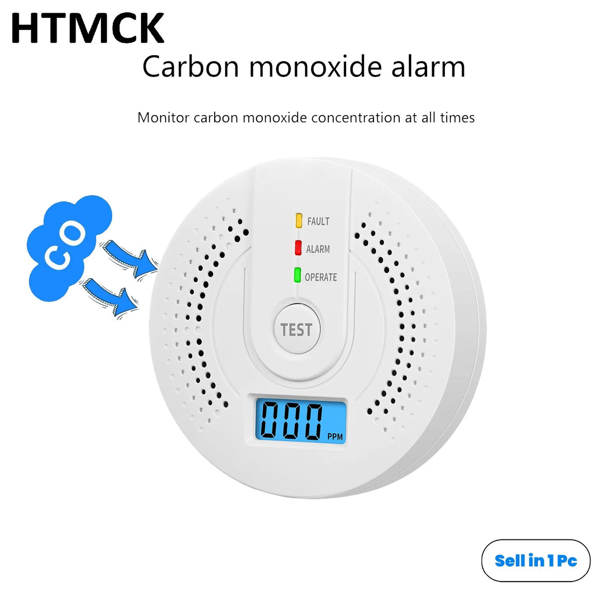 Standalone CO Gas Detector - LCD Carbon Monoxide Warning Sensor with UL2034 Standard Household Safety Alarm