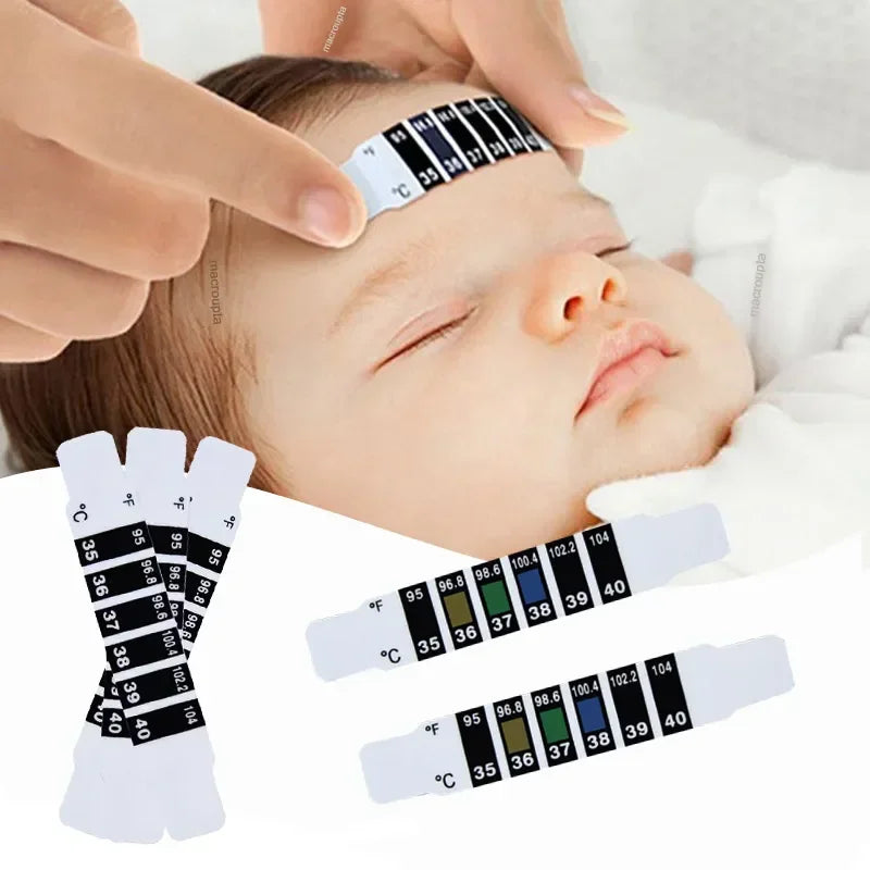 10/20Pcs Forehead Head Strip Thermometer - Fever Body Temperature Test Sticker for Baby, Child, Kid - Water Milk Thermometer for Baby Care