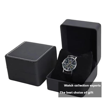 Lnofxas Black Single Watch Gift Box — PU Leather Wristwatch Display Case with Pillow, Organizer for Men