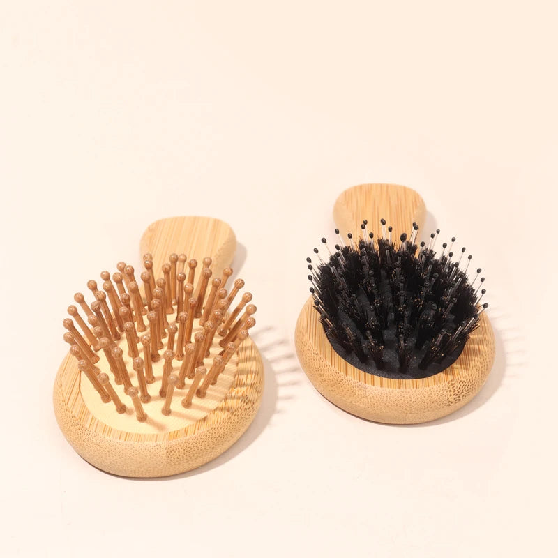 Bamboo Mini Airbag Anti-Static Cushion Hair Brush — Reduce Hair Loss, Women’s Styling Comb