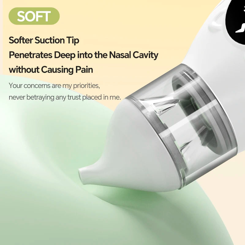 Electric Baby Nasal Aspirator - Quiet Rechargeable Nose Cleaner with 9 Suction Levels and 2 Silicone Tips