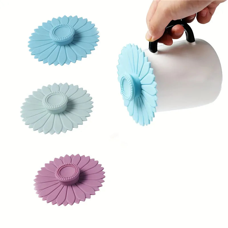 3-Pack Silicone Cup Lids – 10.5cm Reusable Anti-Dust Coffee Mug Covers with Cartoon Design