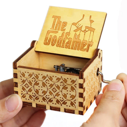 Wooden Hand Crank Jurassic Park Music Box – Classic Theme Melody Gift for Kids & Collectors