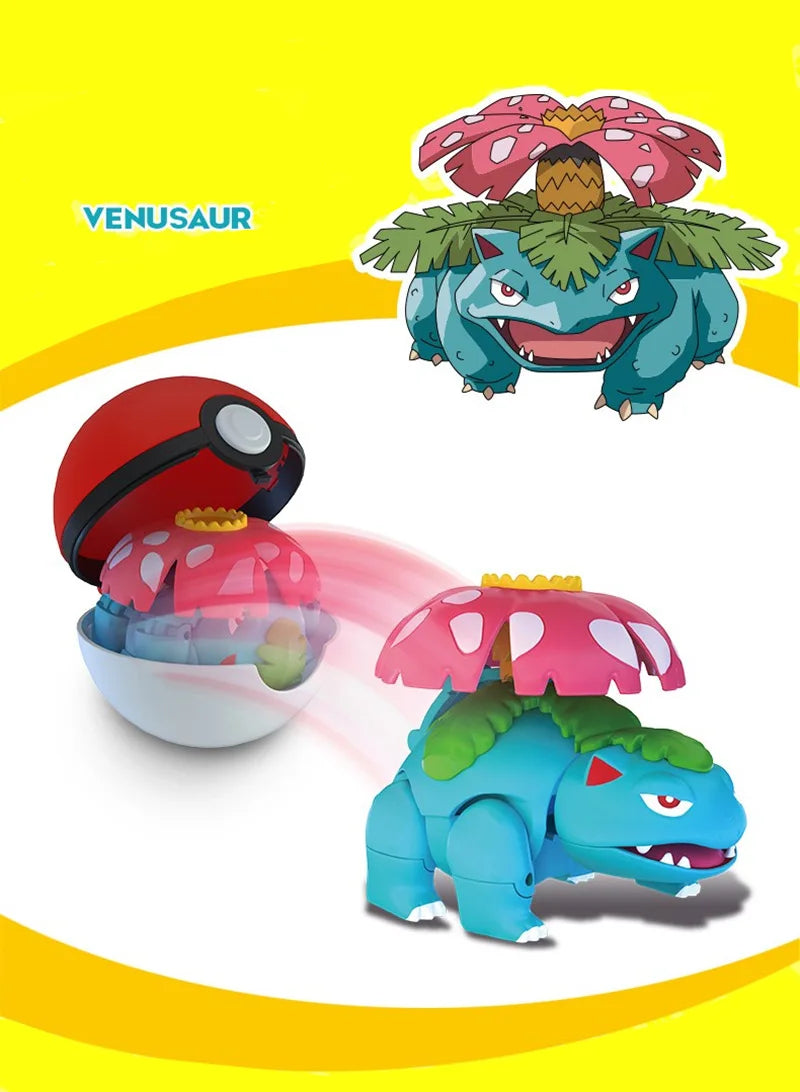New Pokémon Action Figures – Pikachu, Charizard & Greninja Pocket Monster Poké Ball Deformation Toys for Kids Birthday Gifts