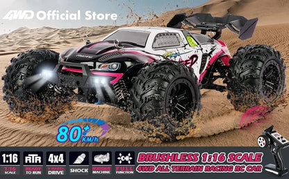 4WD Remote Control Car – Off-Road 4x4 RC High-Speed Buggy Truck, Brushless 50/80KM/H Drift Racing Toy for Kids & Adults