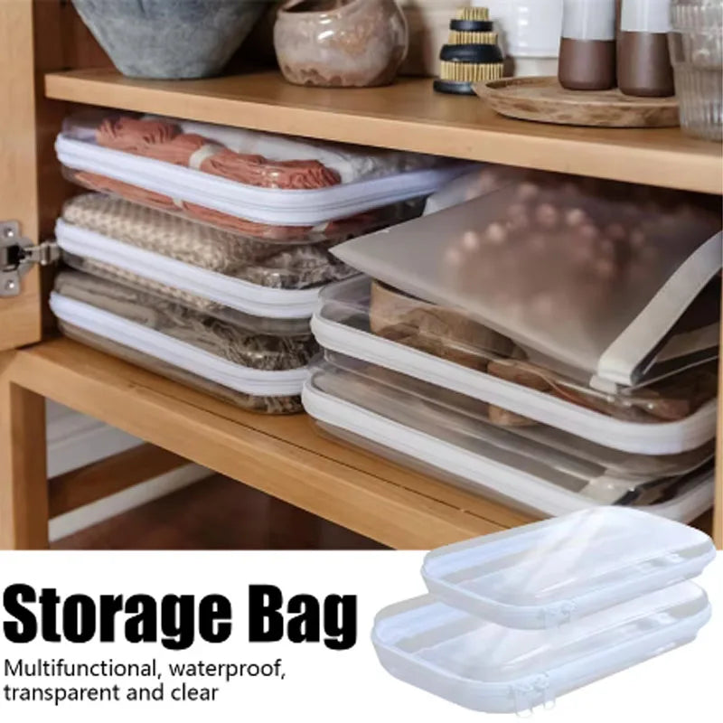 Plastic Zippered Storage Pouch — Stackable Waterproof Hard Case with Clear Shell
