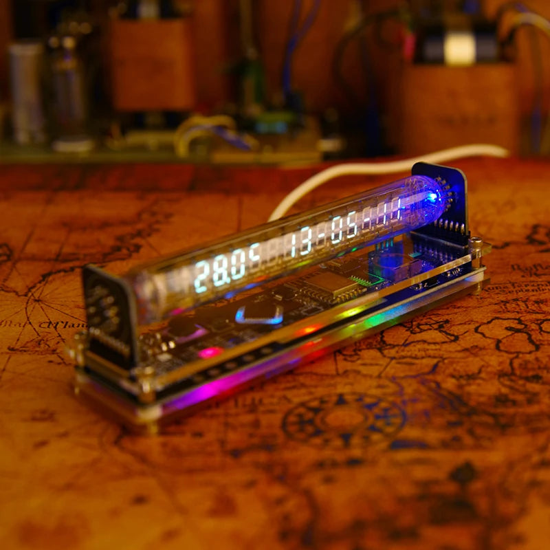 Nixie Tube Table Clock - Vintage Vacuum Tube Digital Glow Clock for Desk, Office & Room Decor