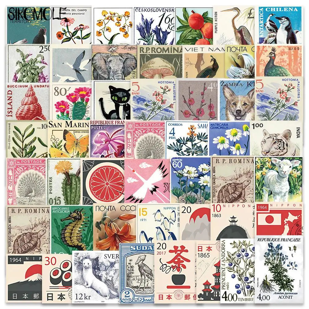 Retro Cartoon Art Sticker Pack - 10/30/50PCS Japanese Style DIY Decals for Luggage, Laptop & Creative Decor