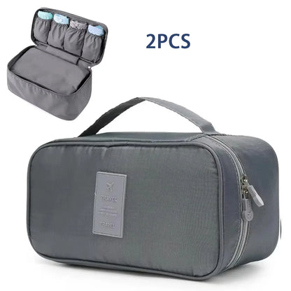 Portable Travel Organizer Bag - Multi-Function Bra Underwear Storage Case and Cosmetic Toiletry Pouch for Outdoor Trips
