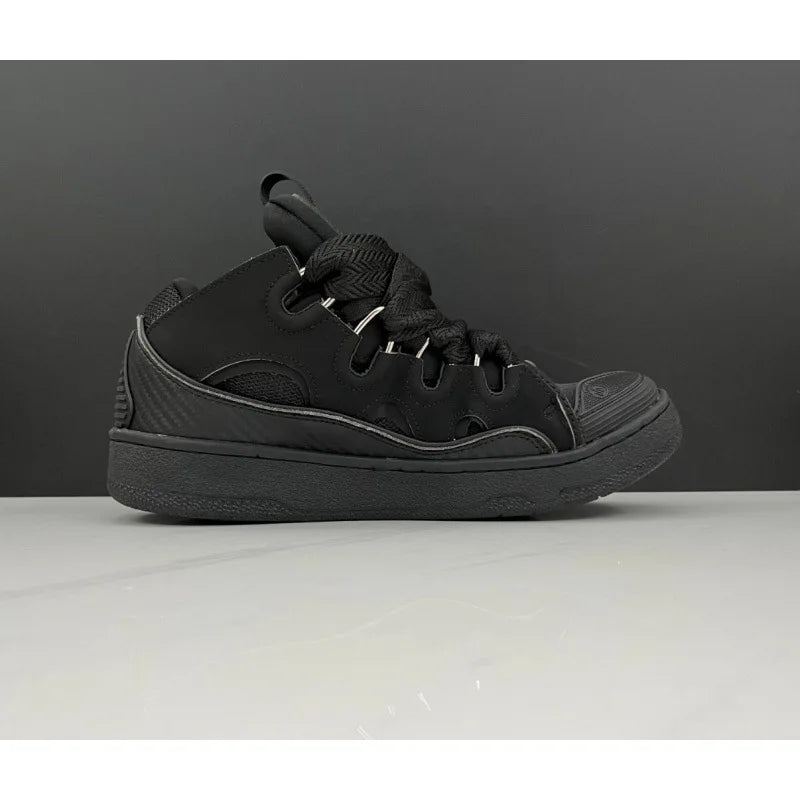 Unisex Leather Lace-Up Sneakers - Retro Casual Sports Shoes with Dad Shoe Style