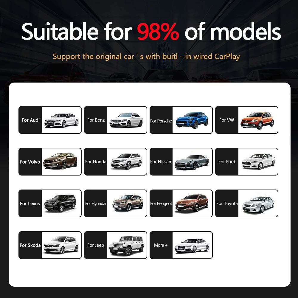 Wireless CarPlay Mini Box Dongle - Android Auto Adapter for Toyota, Mazda, Honda, Hyundai, Kia, VW, Audi, Benz, Ford, Opel, Chery