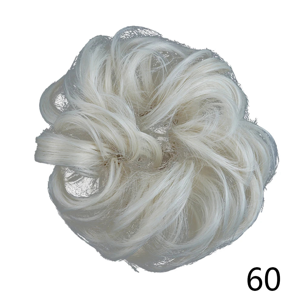 Synthetic Wavy Hair Bun Wig – Elastic Rubber Scrunchie Curly Ponytail Hair Extension for Ladies