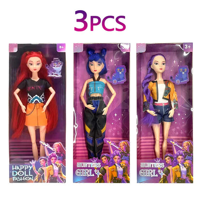 NEW KPop Demon Hunters Doll Toy — Rumi Mira Zoey Action Figure, Princess Baby Girl DIY Plastic Toy for Girls