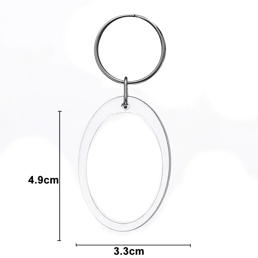 Clear Acrylic Photo Frame Keychains – Blank Rectangle Keyrings for Double-Sided Photos, DIY Supplies (5-100PCS)
