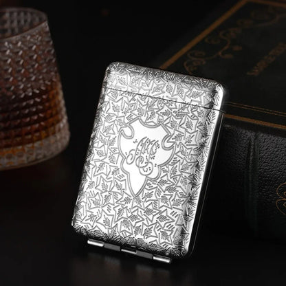 Vintage Engraved Cigarette Case - 16-Piece Capacity Pocket Tobacco Storage Box, 84mm Smoking Accessory Holder