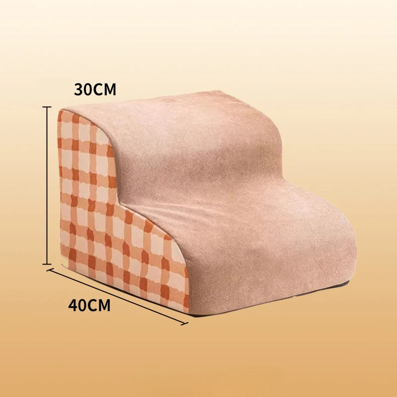 Pet Stairs with Memory Foam - Non-Slip Washable 2 or 3 Step Ramp for Dogs & Cats
