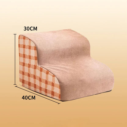 Pet Stairs with Memory Foam - Non-Slip Washable 2 or 3 Step Ramp for Dogs & Cats
