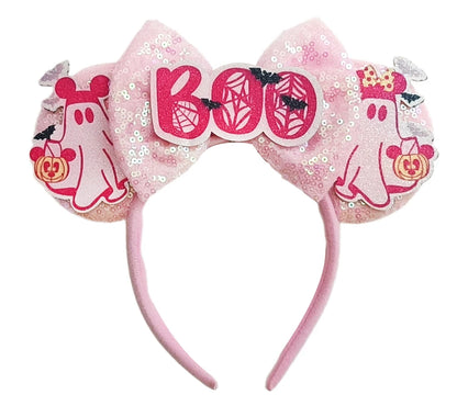 Mickey Mouse Ears Headband with Bow – Sequin Candy Cosplay Costume Party Accessory for Girls & Women, Christmas Gift