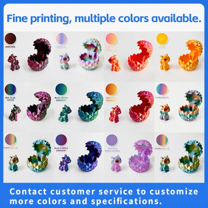 3D Printed Dragon Egg Figures – Mini Dragon Fidget Toy with Simulation Eyes, Desktop Decor & Kids Gift