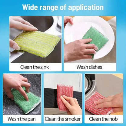 Steel Wire Sponge Scouring Pads (10/50pcs) – Double-Sided Non-Stick Oil Cleaning Cloths for Kitchen Dishwashing & Heavy Duty Scrubbing Tools