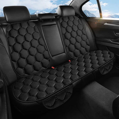 Winter Plush Car Seat Cushion Set - Warm Anti-Slip Grid Seat and Backrest Covers, 3-Piece Set for Cold Weather Comfort