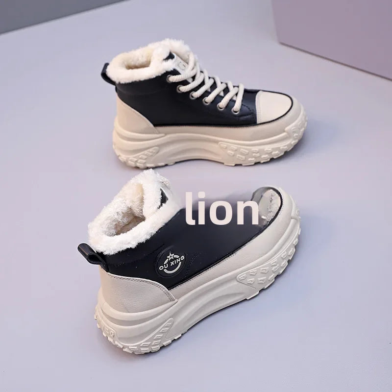 Women's Winter 2023 Flat Boots – Fleece-Lined High-Top Warm Cotton Shoes Hx-Q037
