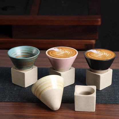 Japanese Style Retro Ceramic Coffee Cup - Rough Pottery Tea Mug, Porcelain Latte Cup for Home & Office