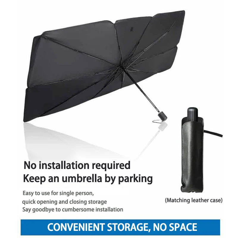 Car Windshield Sunshade - Portable Front Window Sunscreen Heat Insulation Shade with Storage Design