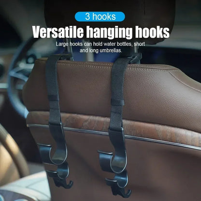 2PCS Car Back Seat Hooks — Multi-Function Headrest Hangers for Umbrella, Bags & Auto Interior Storage
