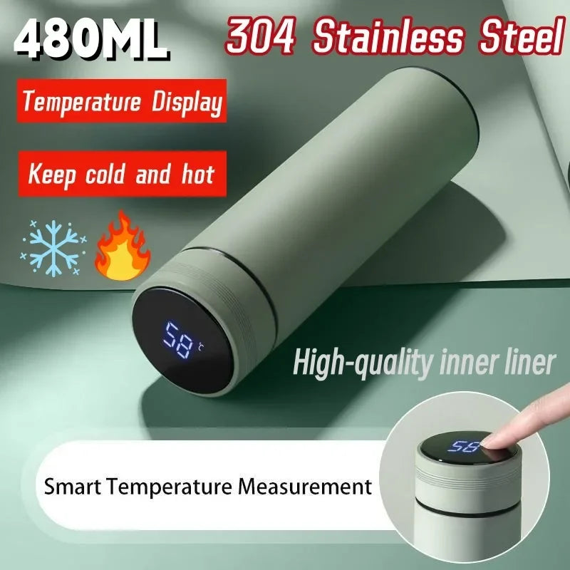 500ml Smart Water Bottle – Stainless Steel Thermos with Temperature Display, Leakproof Vacuum Flask, Coffee Cup, Milk Mug – Ideal Christmas Gift