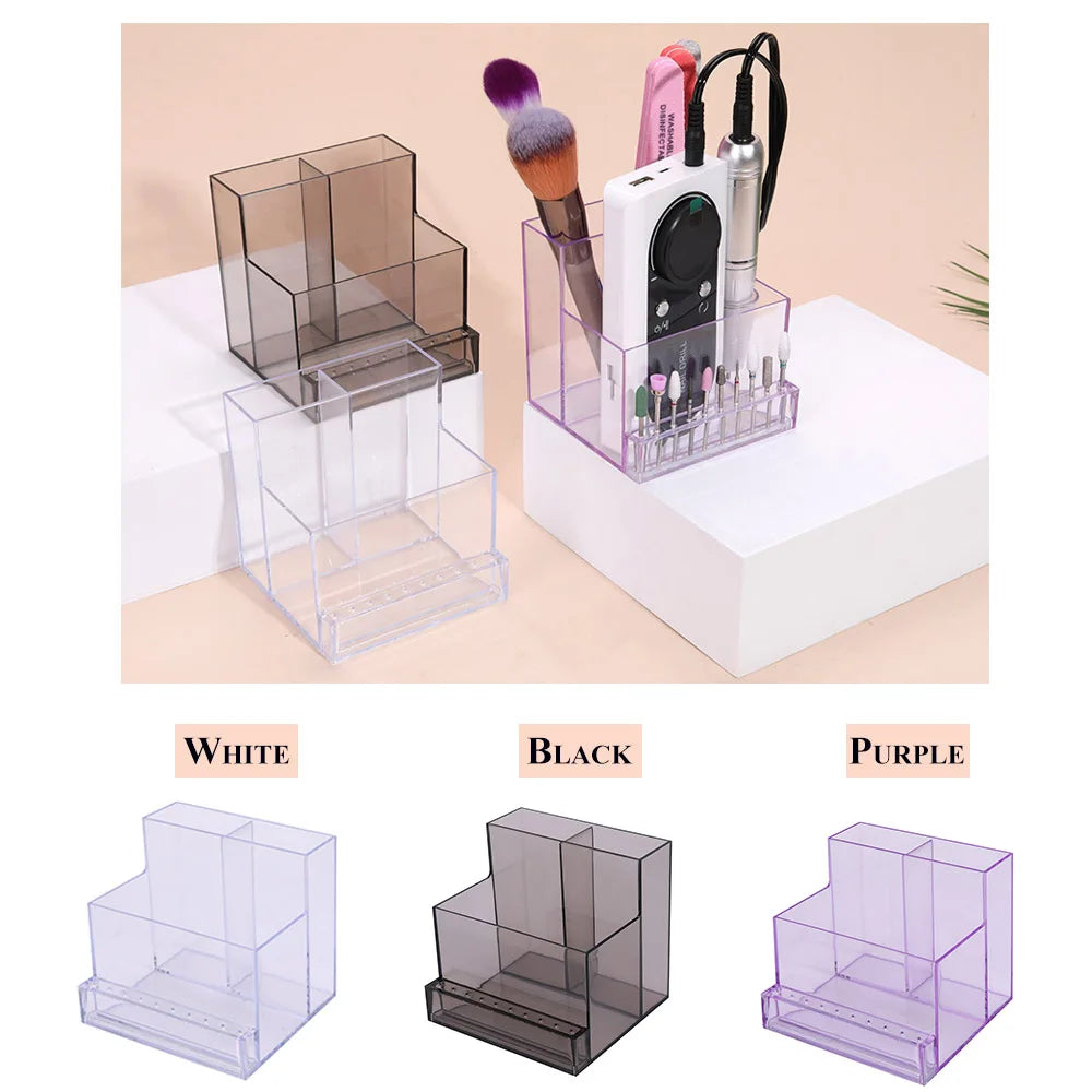 Clear Nail Drill Bit Holder - Transparent Display Box Organizer for Manicure Tools, Nail Art Accessories & Beauty Storage