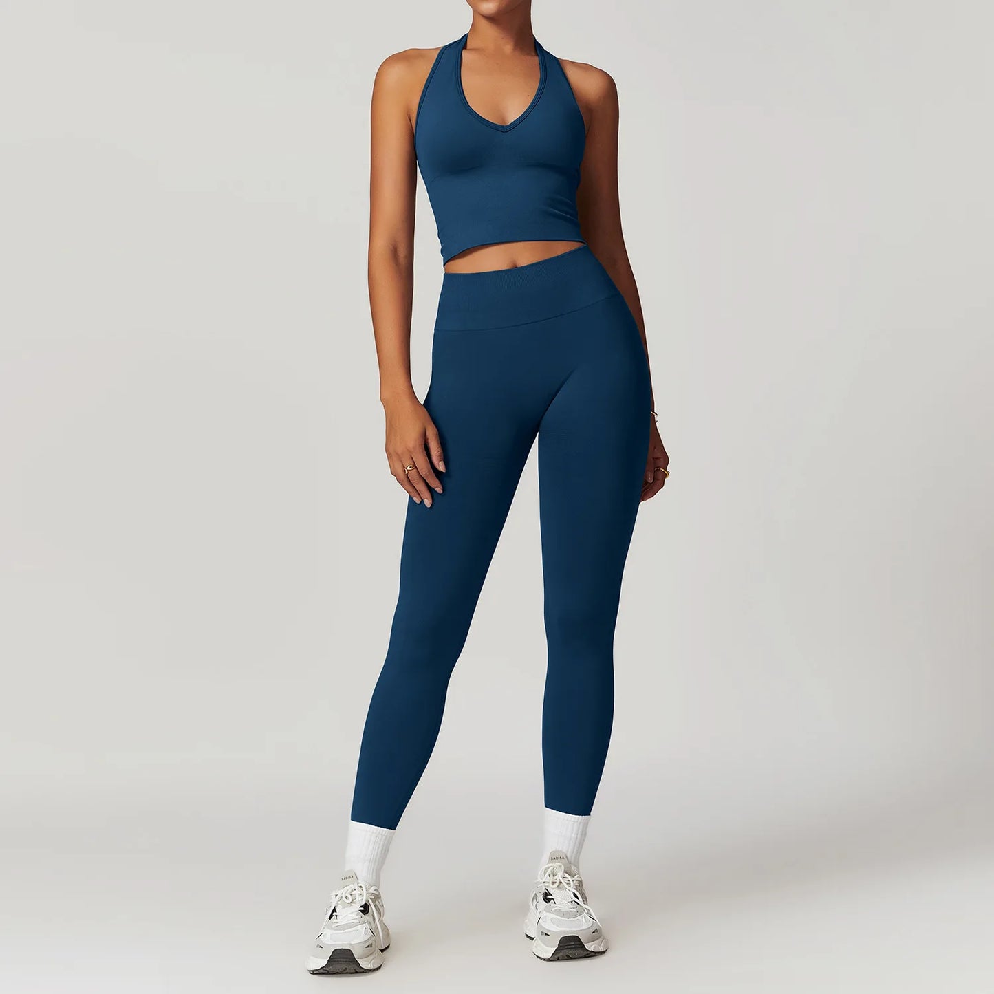 Women’s Seamless 2/3 Piece Yoga Set – Fitness Workout Sportswear with Leggings, Sports Bra & Long Sleeve Gym Outfit